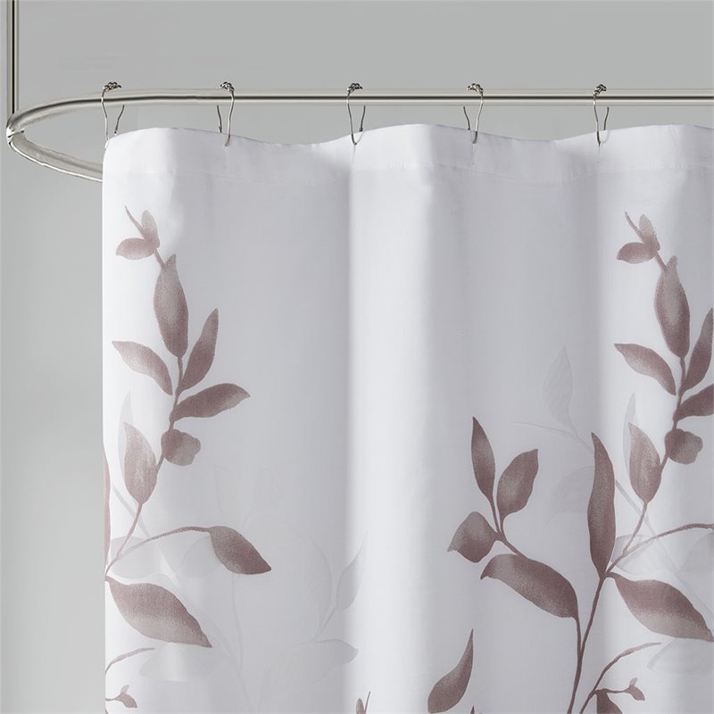 Madison Park Cecily Rayon Polyester Printed Shower Curtain in Mauve Purple