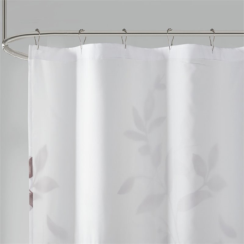 Madison Park Cecily Rayon Polyester Printed Shower Curtain in Mauve Purple