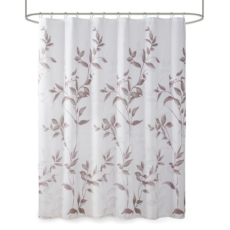 Madison Park Cecily Rayon Polyester Printed Shower Curtain in Mauve Purple