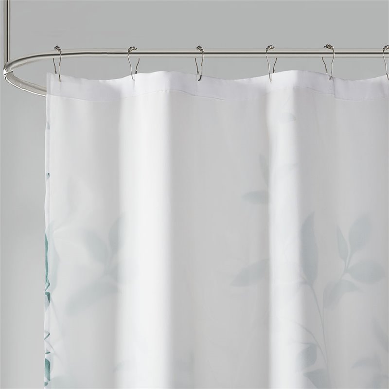 Madison Park Cecily Rayon Polyester Printed Shower Curtain in Seafoam Green