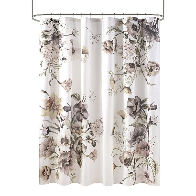 Madison Park Cassandra Cotton Printed Shower Curtain in Blush Pink