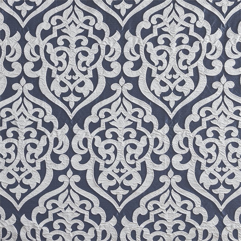 Madison Park Odette Polyester Jacquard Shower Curtain in Navy