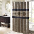 Madison Park Donovan Polyester Jacquard Shower Curtain in Navy
