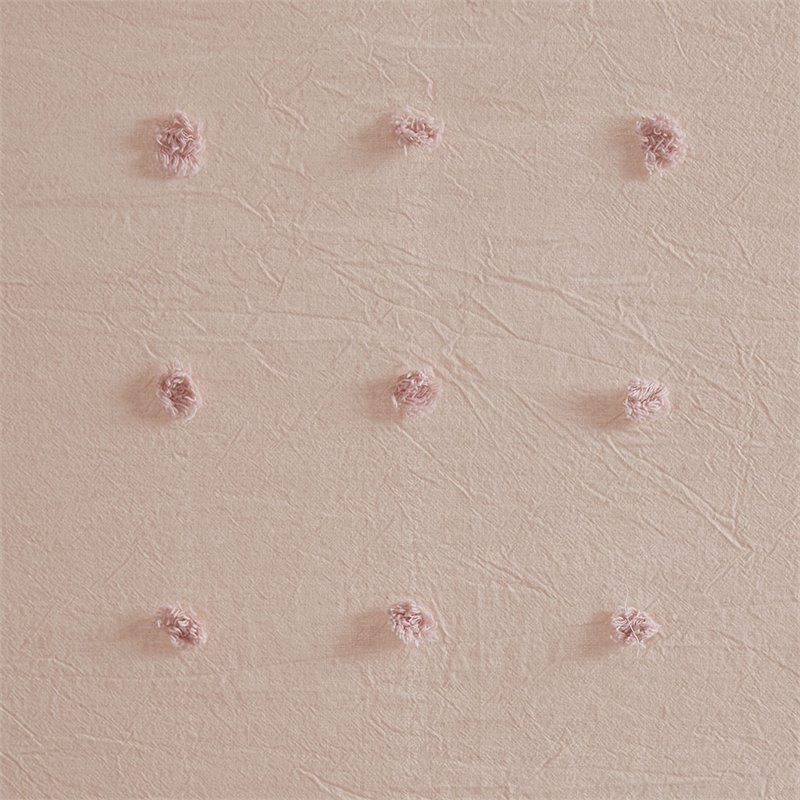 Urban Habitat Brooklyn Cotton Jacquard Pom Pom Shower Curtain in Pink