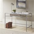Madison Park Adela Tempered Glass and Metal Writing Desk in Antique Silver