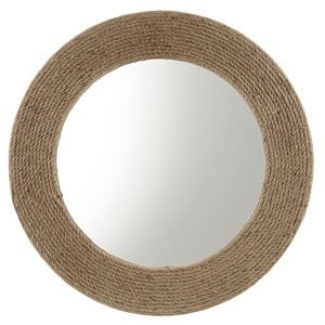 Madison Park Cove Round Coastal Glass Jute and MDF Mirror in Natural