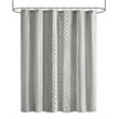 INK+IVY Imani Cotton Printed Shower Curtain with Chenille Stripe in Gray