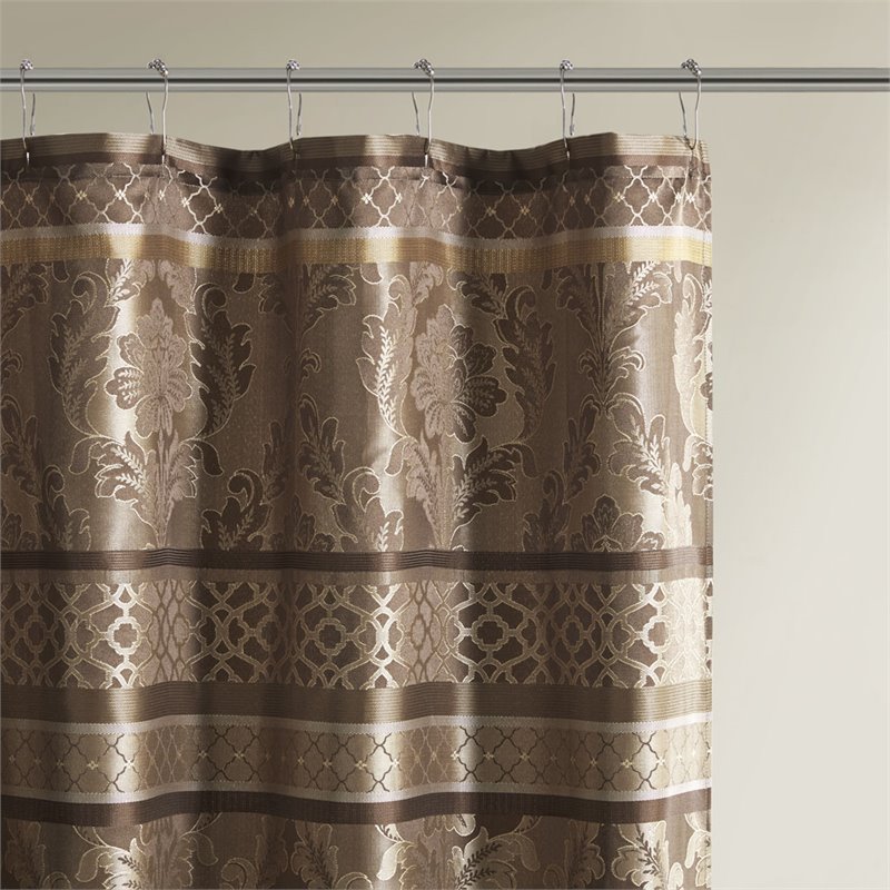 Madison Park Bellagio Polyester Jacquard Shower Curtain in Brown