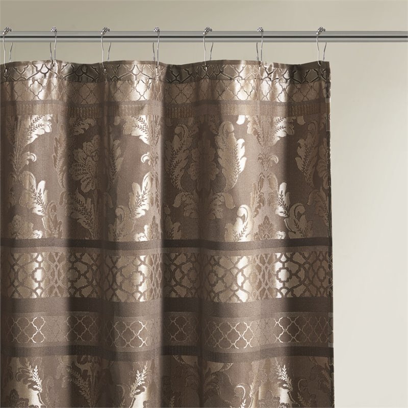 Madison Park Bellagio Polyester Jacquard Shower Curtain in Brown