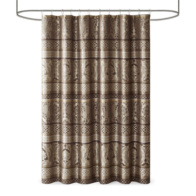 Madison Park Bellagio Polyester Jacquard Shower Curtain in Brown