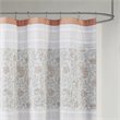 Madison Park Dawn Cotton Percale Printed Pieced Shower Curtain in Coral Pink