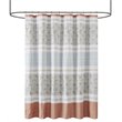 Madison Park Dawn Cotton Percale Printed Pieced Shower Curtain in Coral Pink