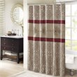 Madison Park Donovan Polyester Jacquard Shower Curtain w/ Embroidery in Red