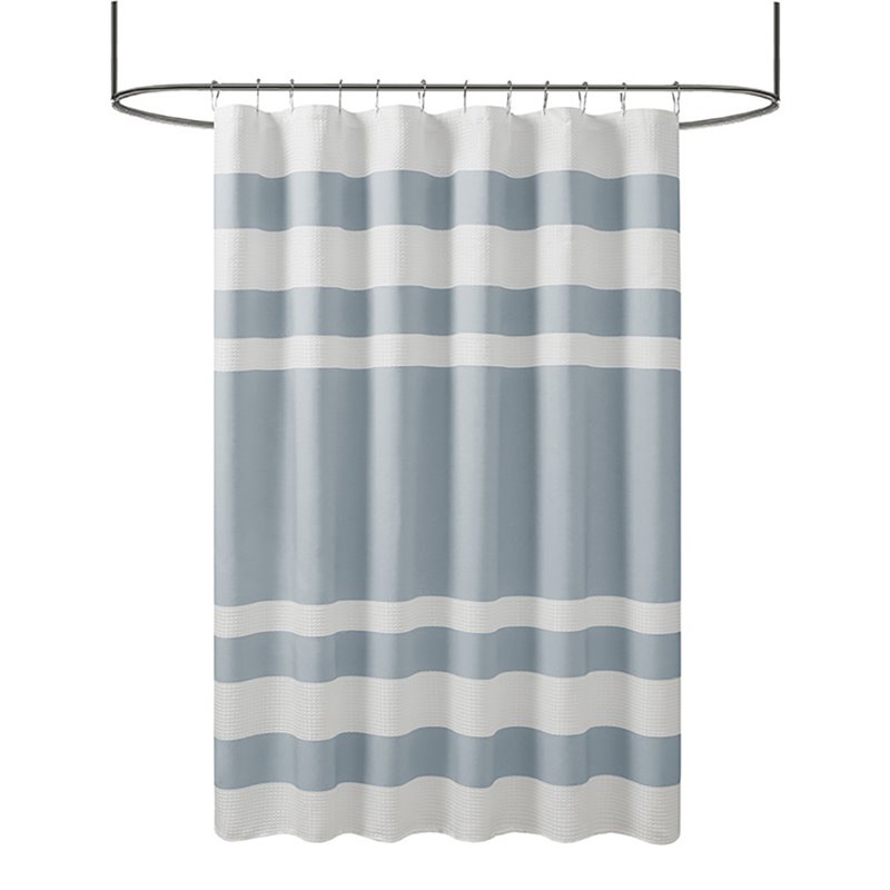 Madison Park Spa Waffle Weave Woven Polyester Shower Curtain in Blue