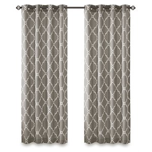 Madison Park Saratoga Polyester Fabric Geometric Fretwork Panel in Gray