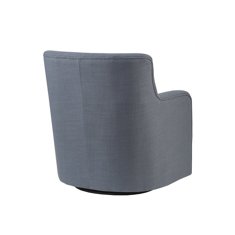 Madison Park Adele Solid Wood and Polyester Fabric Swivel Chair in Blue