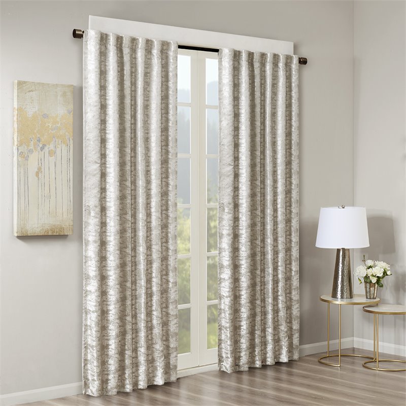 SunSmart Cassius Polyester Fabric Window Panel with BO Lining in Silver/Gray