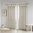 Madison Park Rosette Faux Linen Fabric Floral Cuff Tab Top Window Panel in Cream