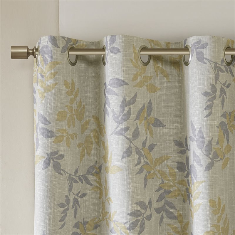 SunSmart Julie Polyester Fabric Botanical Blackout Window Panel in Yellow