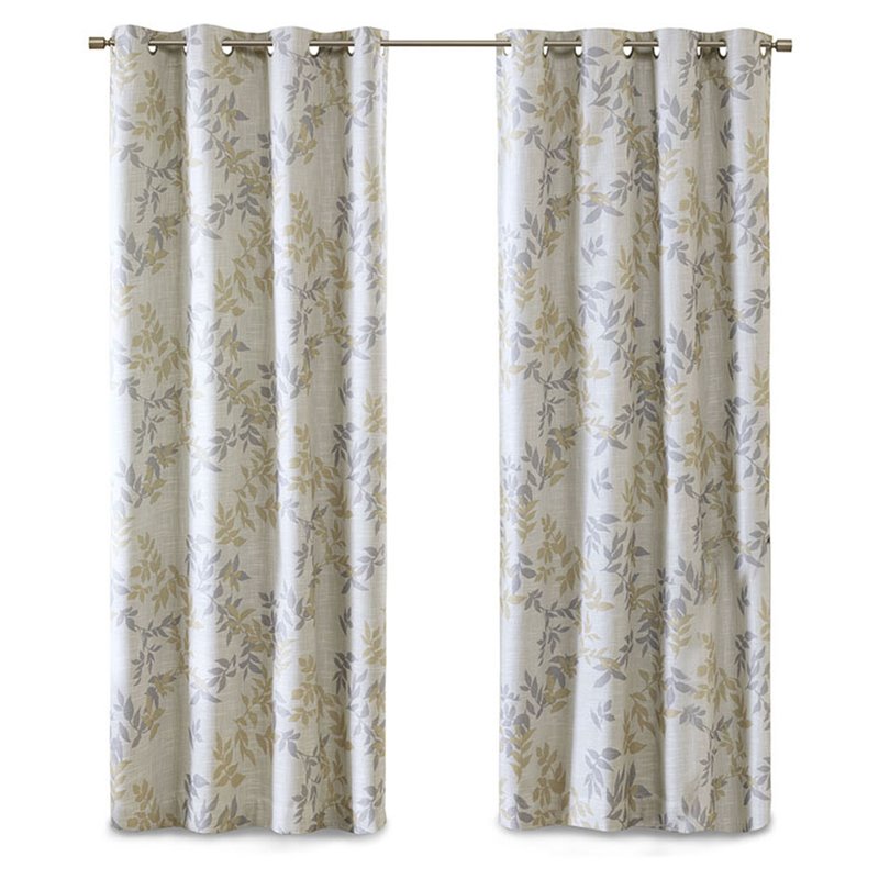 SunSmart Julie Polyester Fabric Botanical Blackout Window Panel in Yellow