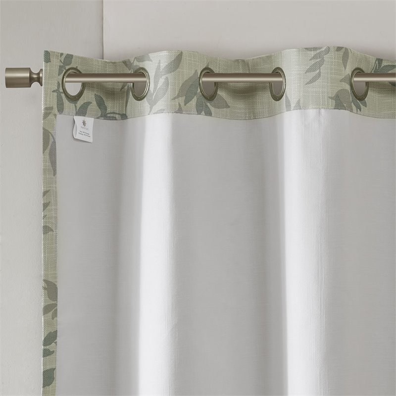 SunSmart Julie Polyester Fabric Botanical Blackout Window Panel in Ivory/Blue