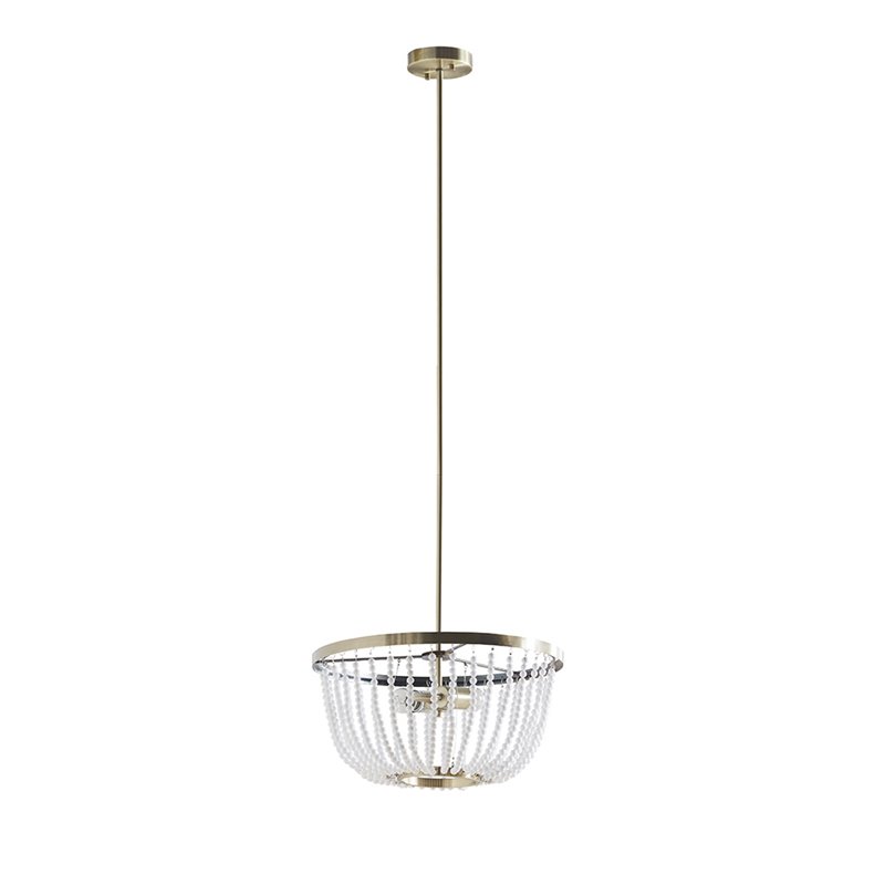 Hampton Hill Melrose Modern Metal Chandelier in Antique Brass/White