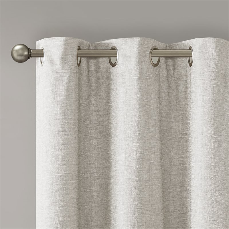 SunSmart Como Polyester Fabric Total Blackout Window Panel Pair in Ivory
