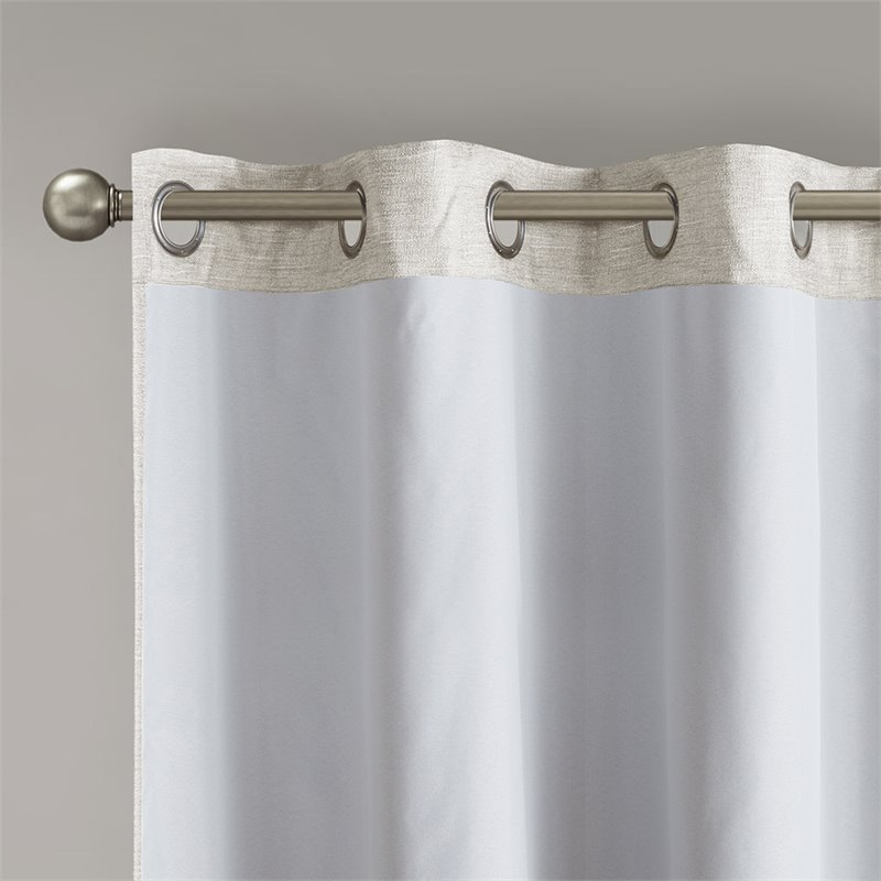 SunSmart Como Polyester Fabric Total Blackout Window Panel Pair in Ivory
