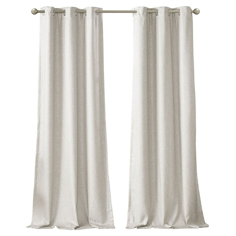 SunSmart Como Polyester Fabric Total Blackout Window Panel Pair in Ivory