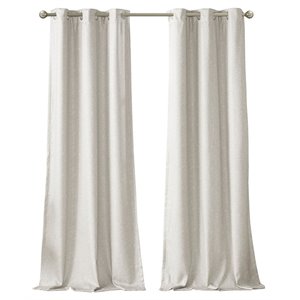 SunSmart Como Polyester Fabric Total Blackout Window Panel Pair in Ivory
