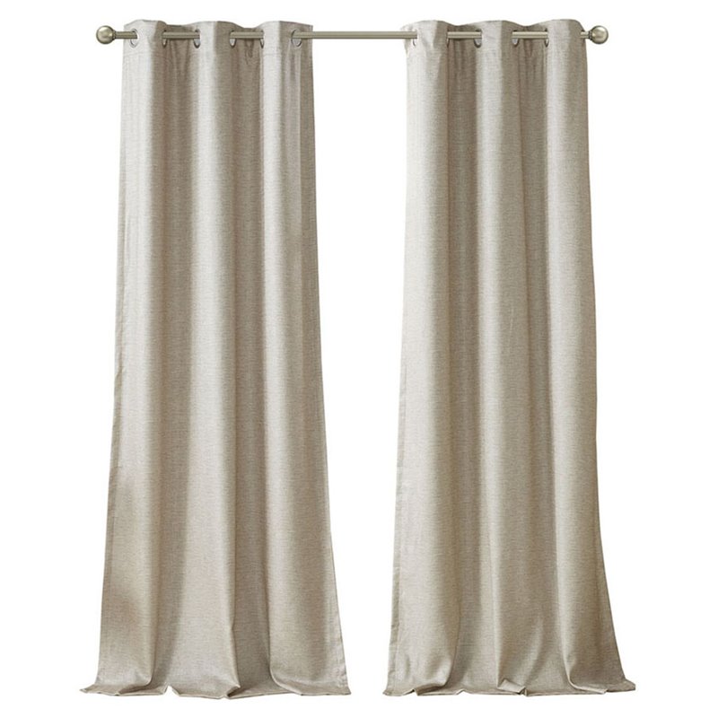 SunSmart Como Polyester Fabric Total Blackout Window Panel Pair in Taupe Beige