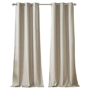 SunSmart Como Polyester Fabric Total Blackout Window Panel Pair in Taupe Beige