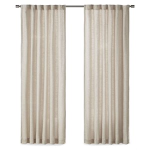 Madison Park Beals Polyester Rod Pocket Panel with Fleece Lining in Natural