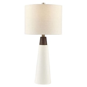 INK+IVY Tristan Modern Ceramic and Wood Table Lamp in White/Cream
