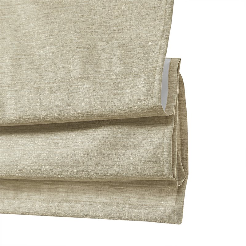 Madison Park Como Faux Silk Room Darkening Cordless Roman Shade in Taupe Beige