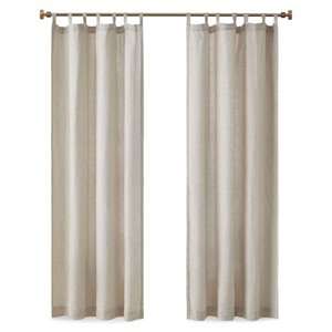 Madison Park Beals Polyester Fabric Tap Top Panel with Fleece Lining in Natural