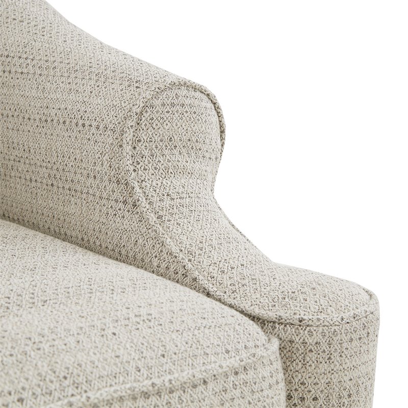 Madison Park Justin Solid Wood and Polyester Fabric Swivel Glider Chair in Tan