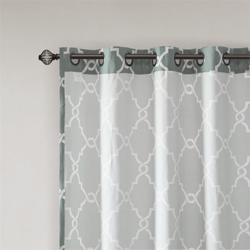 Madison Park Saratoga Polyester Fabric Geometric Fretwork Panel in Seafoam Green