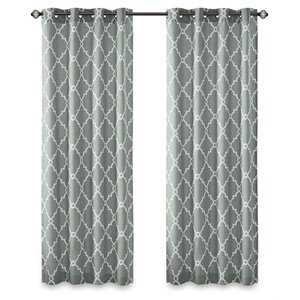 Madison Park Saratoga Polyester Fabric Geometric Fretwork Panel in Seafoam Green