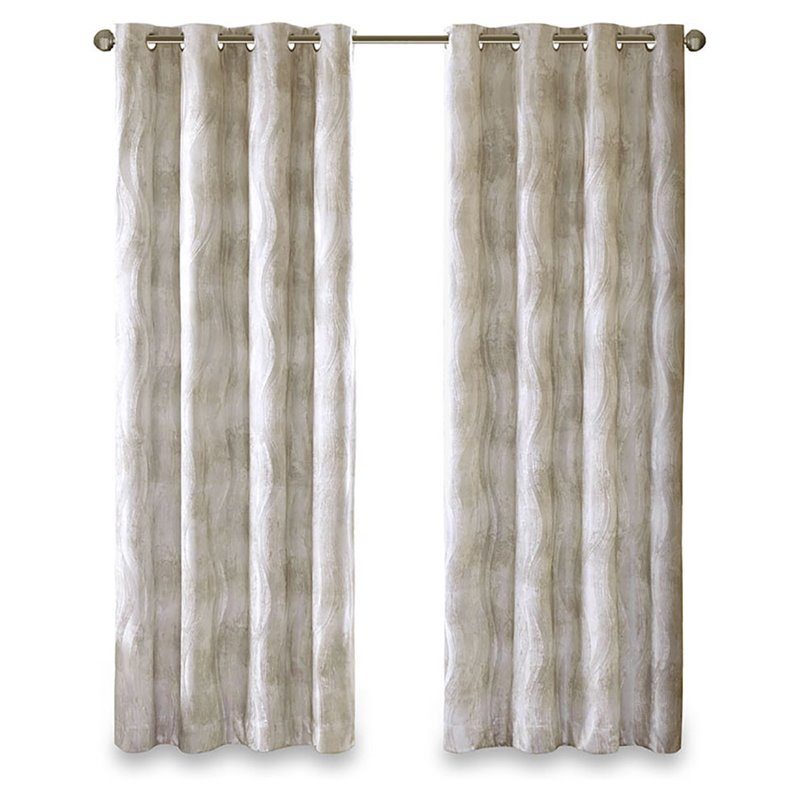 SunSmart Victoria Polyester Fabric Jacquard Grommet Top Window Panel in Ivory