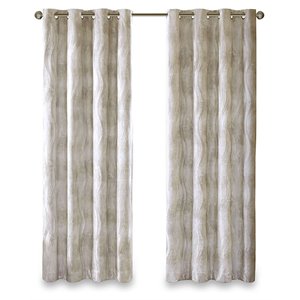 SunSmart Victoria Polyester Fabric Jacquard Grommet Top Window Panel in Ivory