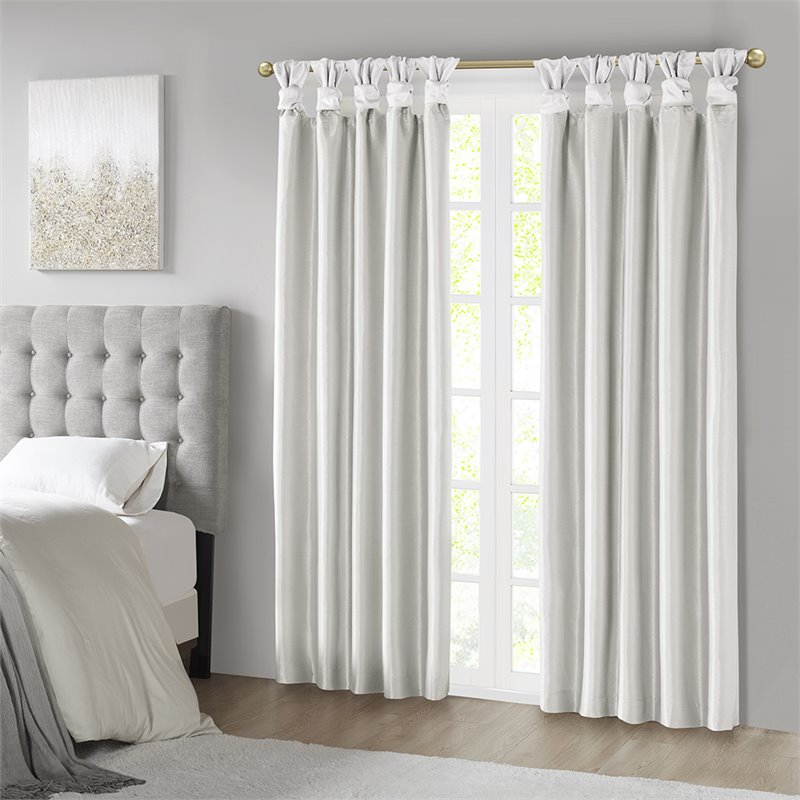 Madison Park Emilia Faux Silk Twisted Tab Blackout Panel in White