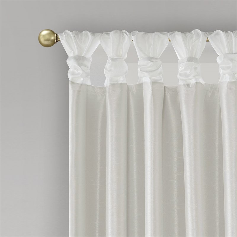 Madison Park Emilia Faux Silk Twisted Tab Blackout Panel in White