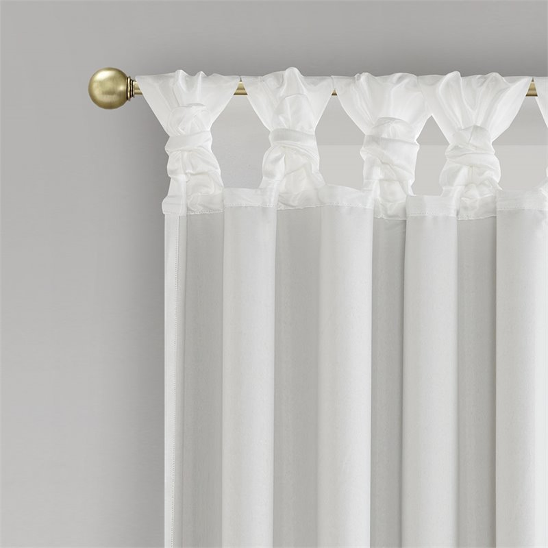 Madison Park Emilia Faux Silk Twisted Tab Blackout Panel in White