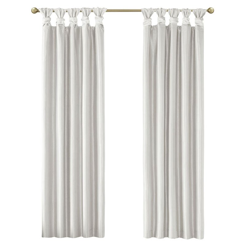 Madison Park Emilia Faux Silk Twisted Tab Blackout Panel in White