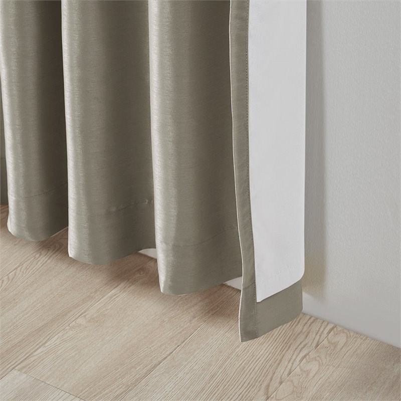 Madison Park Emilia Faux Silk Twist Tab Blackout Window Curtain in Pewter