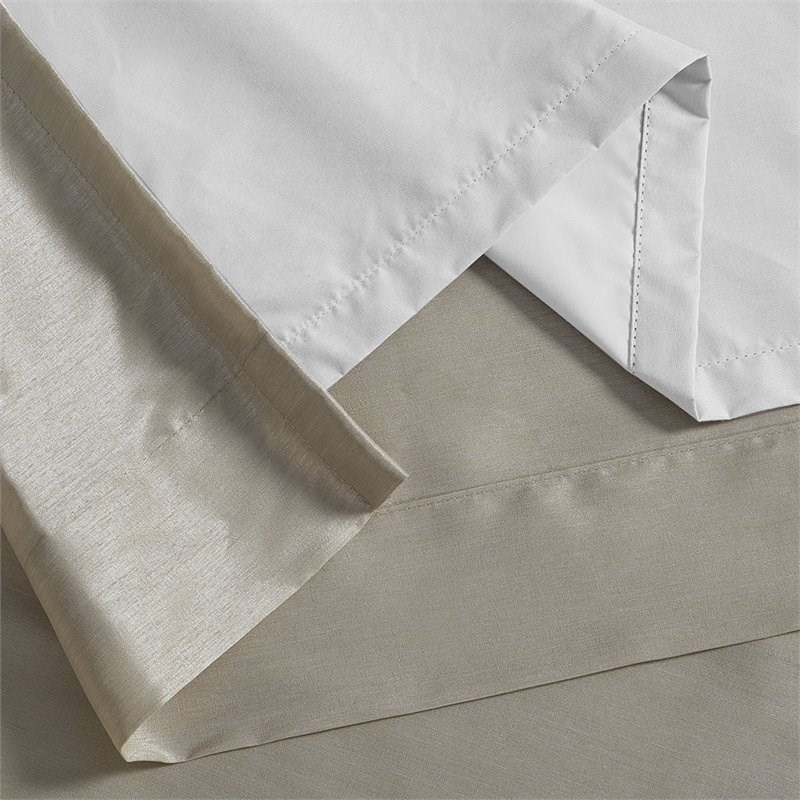 Madison Park Emilia Faux Silk Twist Tab Blackout Window Curtain in Pewter