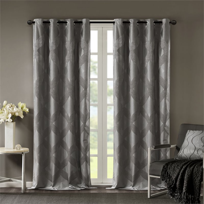 SunSmart Bentley Polyester Knitted Coated Total Blackout Window Panel - Charcoal