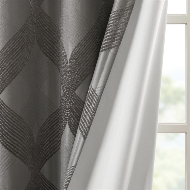 SunSmart Bentley Polyester Knitted Coated Total Blackout Window Panel - Charcoal