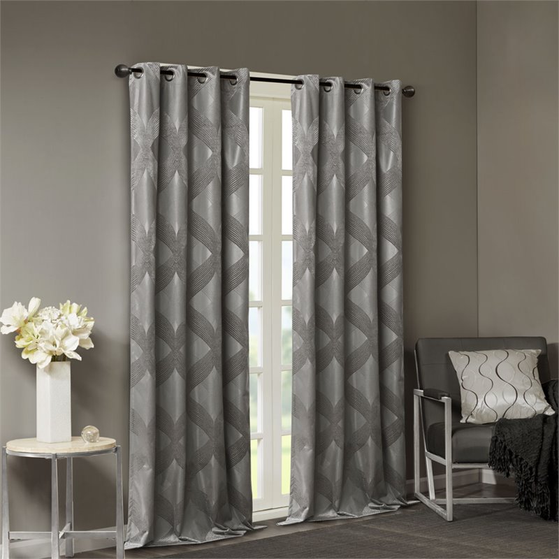 SunSmart Bentley Polyester Knitted Coated Total Blackout Window Panel - Charcoal